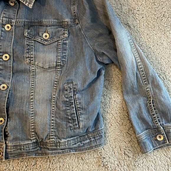 Merona Faded Denim Jean Jacket Womans Size 20/22 W With Pockets outdoorwear - Picture 7 of 15